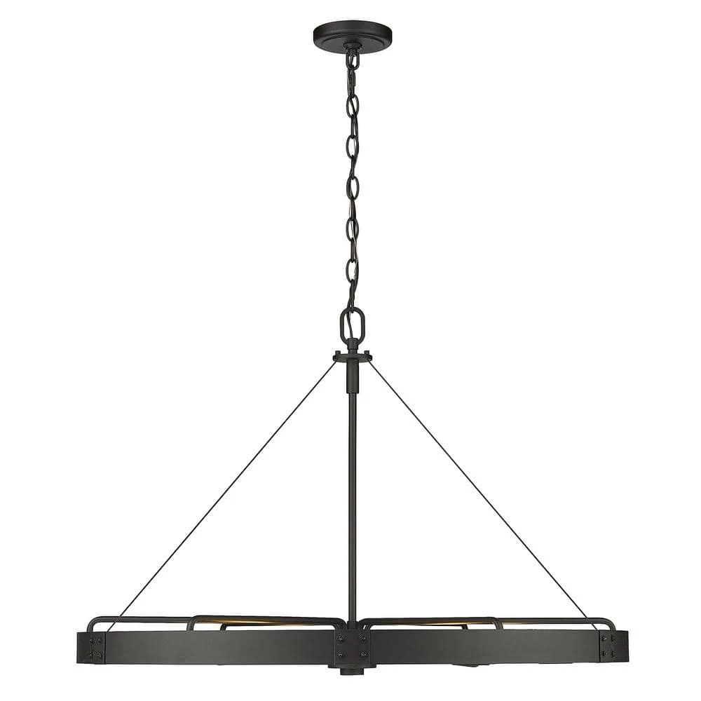 Vaughn 6-Light Natural Black Wagon Wheel Chandelier by Golden Lighting 4 Vaughn 6-Light Natural Black Wagon Wheel Chandelier by Golden Lighting - Image 2