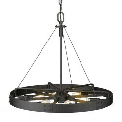 Vaughn 6-Light Natural Black Natural Black Accents Wagon Wheel Pendant Light by Golden Lighting 12 Vaughn 6-Light Natural Black Natural Black Accents Wagon Wheel Pendant Light by Golden Lighting -Golden Lighting Shop natural black natural black accents golden lighting chandeliers 3866 m nb nb 1f 1000