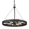 Vaughn 6-Light Natural Black Natural Black Accents Wagon Wheel Pendant Light by Golden Lighting