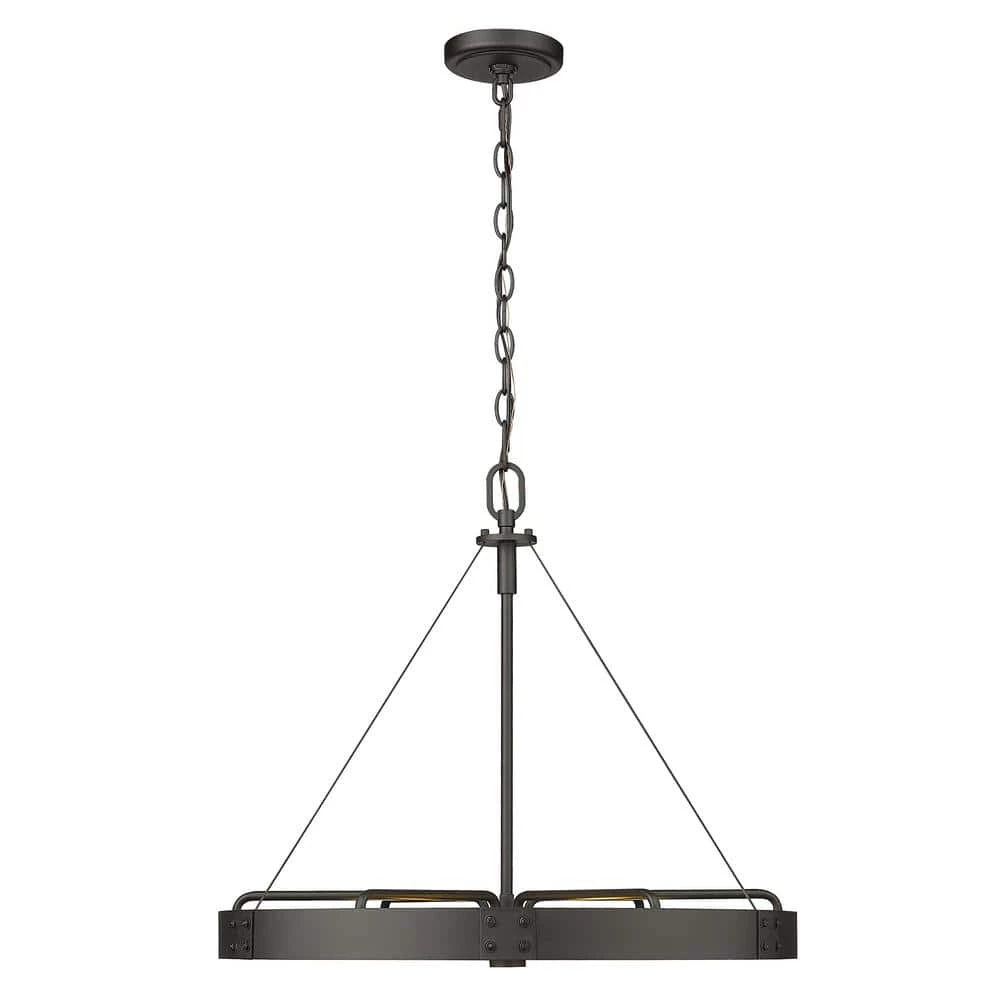 Vaughn 6-Light Natural Black Natural Black Accents Wagon Wheel Pendant Light by Golden Lighting 4 Vaughn 6-Light Natural Black Natural Black Accents Wagon Wheel Pendant Light by Golden Lighting - Image 2