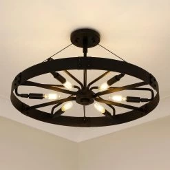 Vaughn 22.0 in. 6-Light Natural Black Natural Black Accents Semi-Flush Mount by Golden Lighting 12 Vaughn 22.0 in. 6-Light Natural Black Natural Black Accents Semi-Flush Mount by Golden Lighting -Golden Lighting Shop natural black natural black accents golden lighting flush mount lights 3866 msf nb nb 44 1000