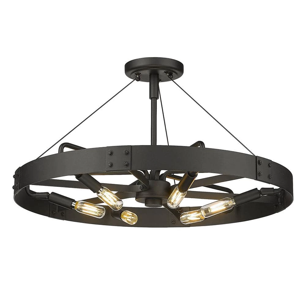 Vaughn 22.0 in. 6-Light Natural Black Natural Black Accents Semi-Flush Mount by Golden Lighting 5 Vaughn 22.0 in. 6-Light Natural Black Natural Black Accents Semi-Flush Mount by Golden Lighting - Image 3