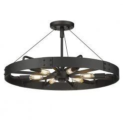 Vaughn 22.0 in. 6-Light Natural Black Natural Black Accents Semi-Flush Mount by Golden Lighting