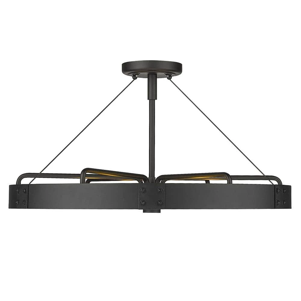 Vaughn 22.0 in. 6-Light Natural Black Natural Black Accents Semi-Flush Mount by Golden Lighting 4 Vaughn 22.0 in. 6-Light Natural Black Natural Black Accents Semi-Flush Mount by Golden Lighting - Image 2