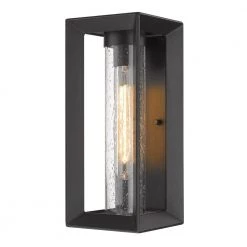 Smyth Natural Black (UV Coated) Seeded Glass LED Outdoor Wall Sconce by Golden Lighting