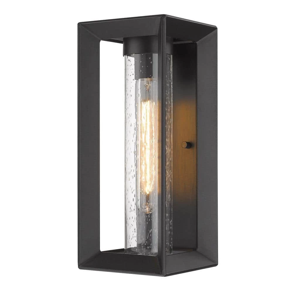 Smyth Natural Black (UV Coated) Seeded Glass LED Outdoor Wall Sconce by Golden Lighting 3 Smyth Natural Black (UV Coated) Seeded Glass LED Outdoor Wall Sconce by Golden Lighting