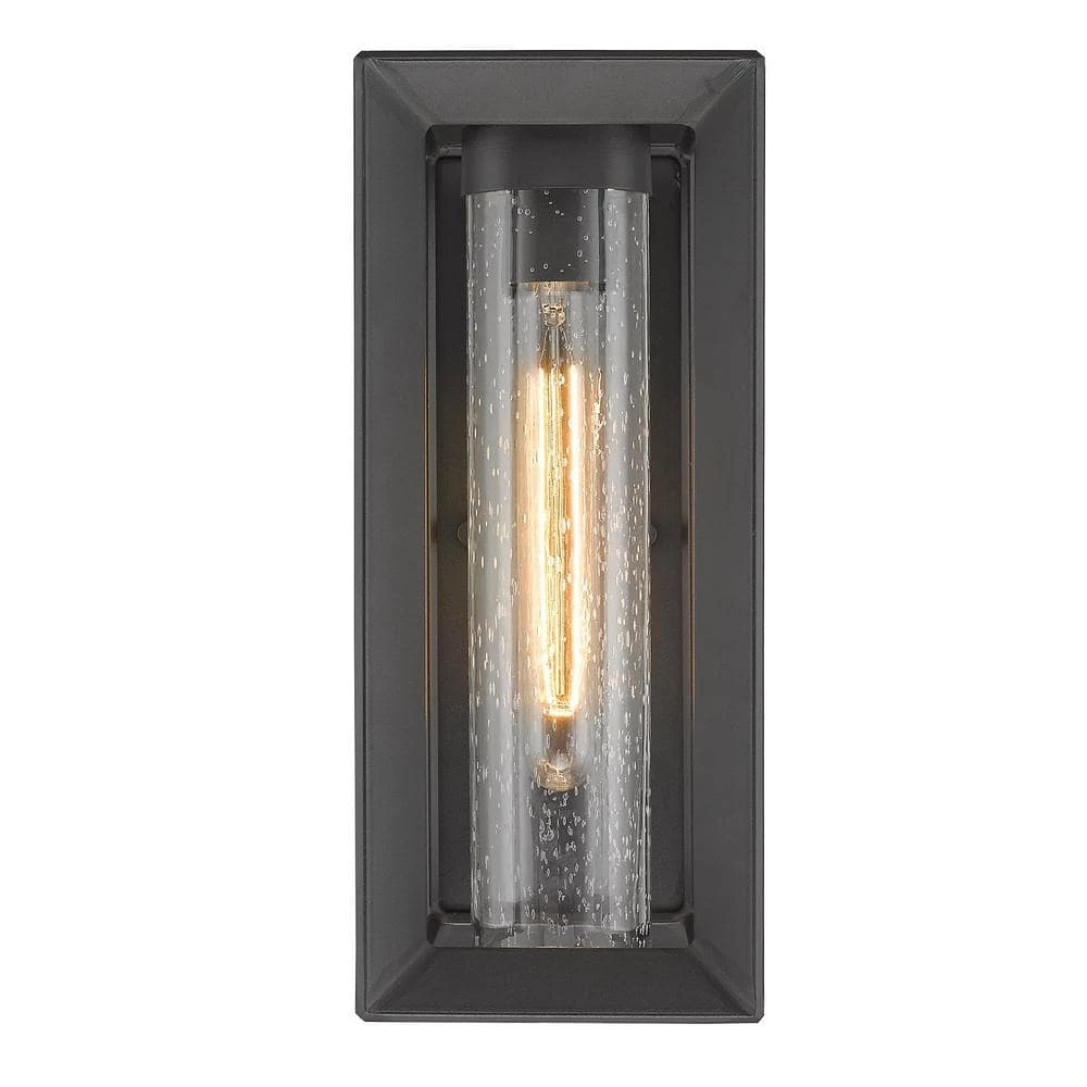 Smyth Natural Black (UV Coated) Seeded Glass LED Outdoor Wall Sconce by Golden Lighting 6 Smyth Natural Black (UV Coated) Seeded Glass LED Outdoor Wall Sconce by Golden Lighting - Image 4