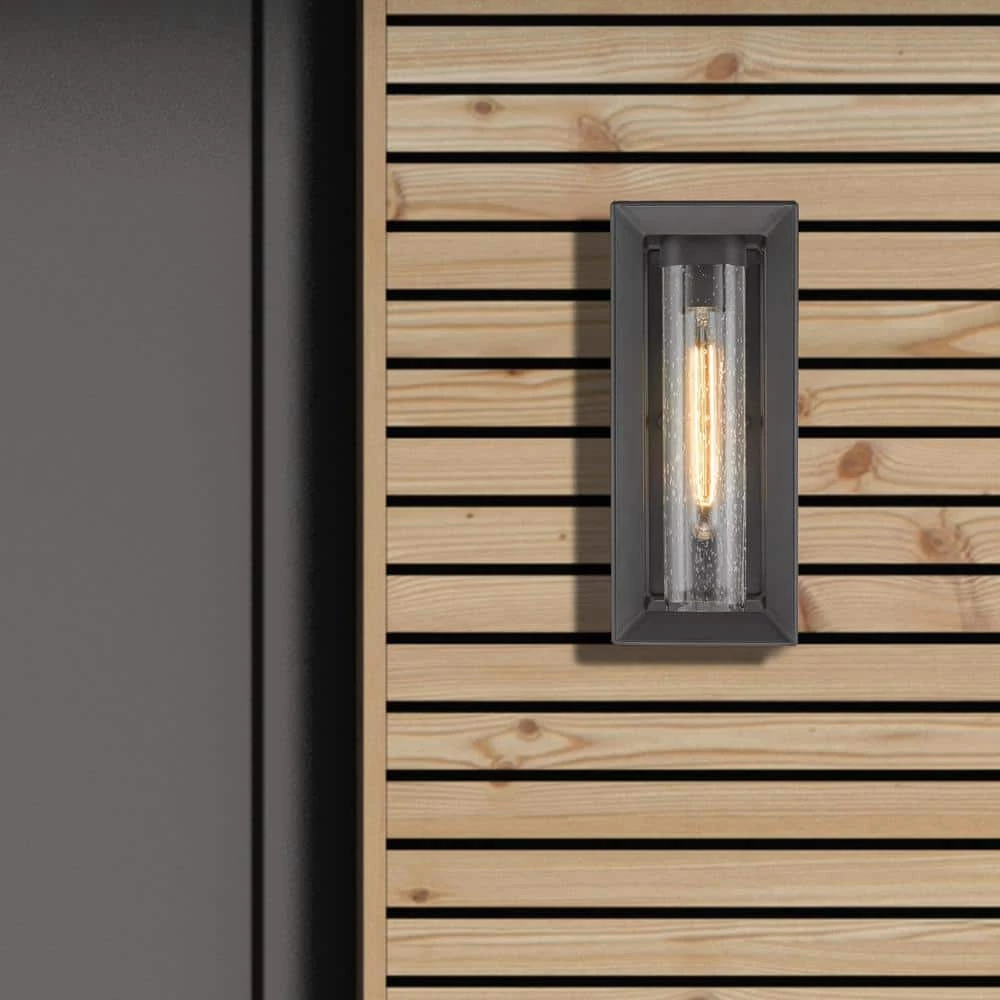 Smyth Natural Black (UV Coated) Seeded Glass LED Outdoor Wall Sconce by Golden Lighting 9 Smyth Natural Black (UV Coated) Seeded Glass LED Outdoor Wall Sconce by Golden Lighting - Image 7