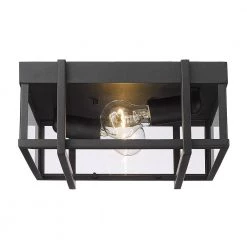 Tribeca 13.0 in. 2-Lights Natural Black (UV) Outdoor Flush Mount by Golden Lighting -Golden Lighting Shop natural black uv golden lighting flush mount lights 6071 ofm nb clr 4f 1000