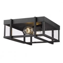 Tribeca 13.0 in. 2-Lights Natural Black (UV) Outdoor Flush Mount by Golden Lighting
