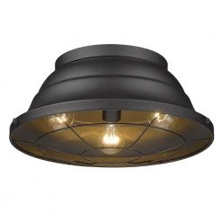 Bartlett 16.38 in. 3-Light Natural Black (UV) Outdoor Flush Mount by Golden Lighting