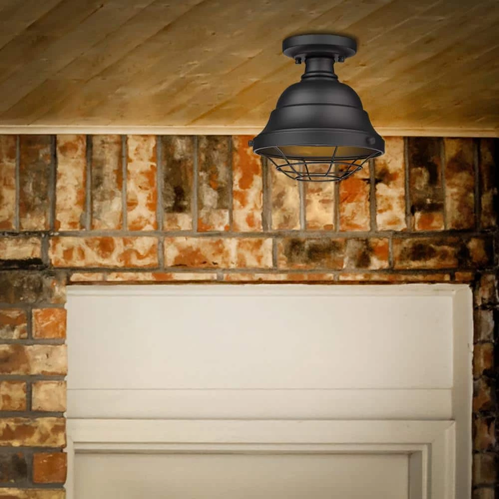 Barlett 8.63 in. 1-Light Natural Black (UV) Outdoor Semi-Flush Mount by Golden Lighting 7 Barlett 8.63 in. 1-Light Natural Black (UV) Outdoor Semi-Flush Mount by Golden Lighting - Image 5