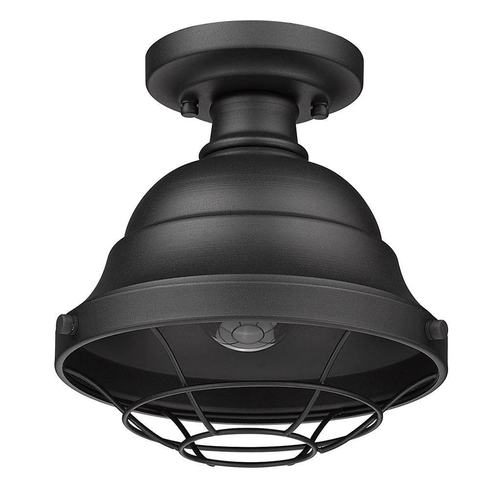 Barlett 8.63 in. 1-Light Natural Black (UV) Outdoor Semi-Flush Mount by Golden Lighting 5 Barlett 8.63 in. 1-Light Natural Black (UV) Outdoor Semi-Flush Mount by Golden Lighting - Image 3