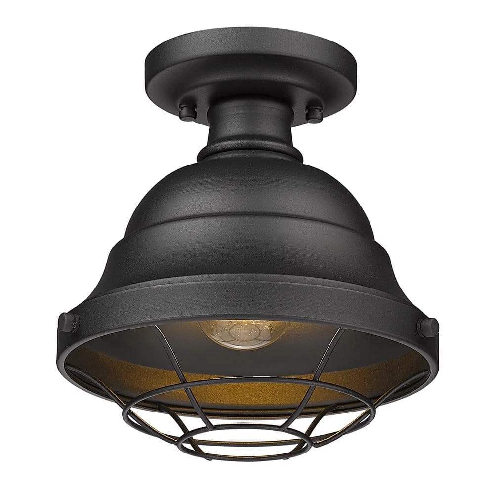 Barlett 8.63 in. 1-Light Natural Black (UV) Outdoor Semi-Flush Mount by Golden Lighting 3 Barlett 8.63 in. 1-Light Natural Black (UV) Outdoor Semi-Flush Mount by Golden Lighting