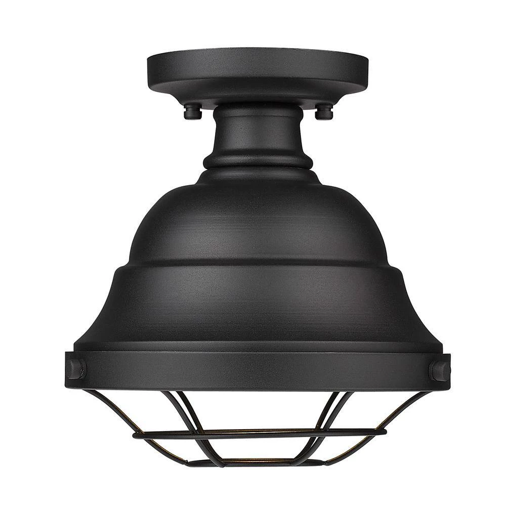 Barlett 8.63 in. 1-Light Natural Black (UV) Outdoor Semi-Flush Mount by Golden Lighting 4 Barlett 8.63 in. 1-Light Natural Black (UV) Outdoor Semi-Flush Mount by Golden Lighting - Image 2