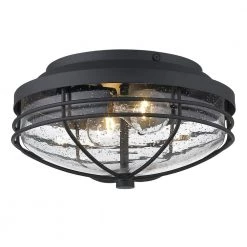 Seaport 2-Light Black Outdoor Flush Mount Light by Golden Lighting