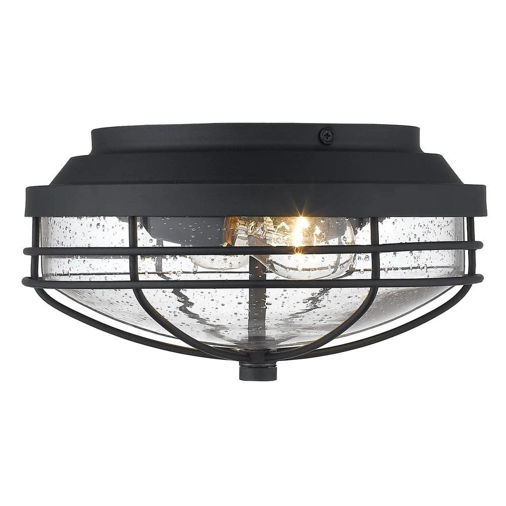 Seaport 2-Light Black Outdoor Flush Mount Light by Golden Lighting 3 Seaport 2-Light Black Outdoor Flush Mount Light by Golden Lighting - Image 2