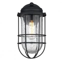 Seaport 1-Light Natural Black (UV) Outdoor Wall Lantern Sconce by Golden Lighting -Golden Lighting Shop natural black uv golden lighting outdoor sconces 9808 owm nb sd 4f 1000