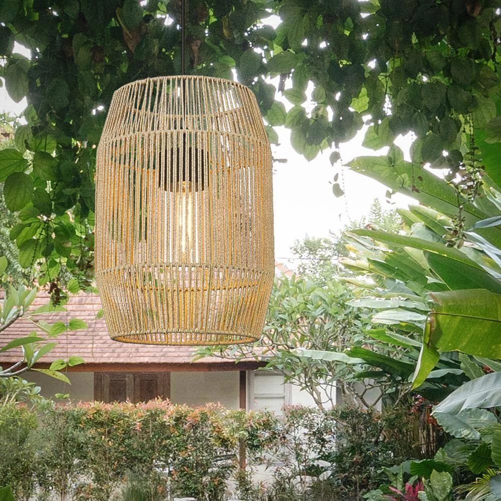 Seabroke 1-Light Natural Black (UV) Summer Sands Shade and Clear Glass Outdoor Pendant Light by Golden Lighting 10 Seabroke 1-Light Natural Black (UV) Summer Sands Shade and Clear Glass Outdoor Pendant Light by Golden Lighting - Image 8