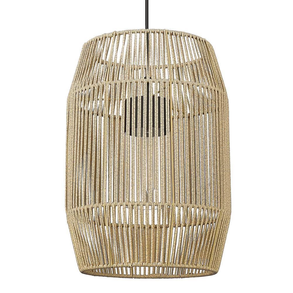 Seabroke 1-Light Natural Black (UV) Summer Sands Shade and Clear Glass Outdoor Pendant Light by Golden Lighting 5 Seabroke 1-Light Natural Black (UV) Summer Sands Shade and Clear Glass Outdoor Pendant Light by Golden Lighting - Image 3