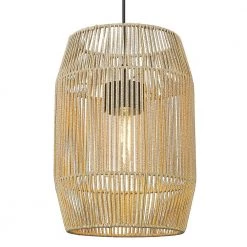 Seabroke 1-Light Natural Black (UV) Summer Sands Shade and Clear Glass Outdoor Pendant Light by Golden Lighting
