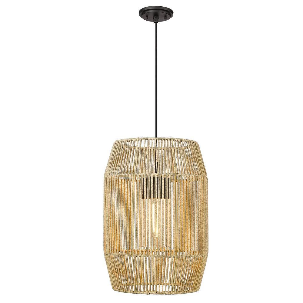 Seabroke 1-Light Natural Black (UV) Summer Sands Shade and Clear Glass Outdoor Pendant Light by Golden Lighting 4 Seabroke 1-Light Natural Black (UV) Summer Sands Shade and Clear Glass Outdoor Pendant Light by Golden Lighting - Image 2