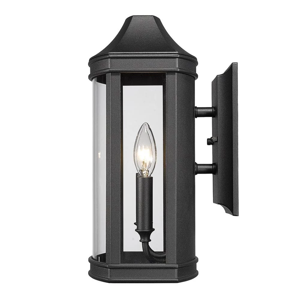 Cohen 2-Light Natural Black Clear Glass Panels Hardwired Outdoor Wall Lantern Sconce by Golden Lighting 8 Cohen 2-Light Natural Black Clear Glass Panels Hardwired Outdoor Wall Lantern Sconce by Golden Lighting - Image 6