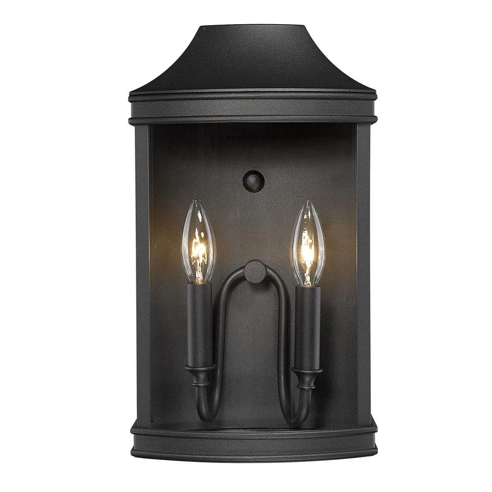 Cohen 2-Light Natural Black Clear Glass Panels Hardwired Outdoor Wall Lantern Sconce by Golden Lighting 6 Cohen 2-Light Natural Black Clear Glass Panels Hardwired Outdoor Wall Lantern Sconce by Golden Lighting - Image 4