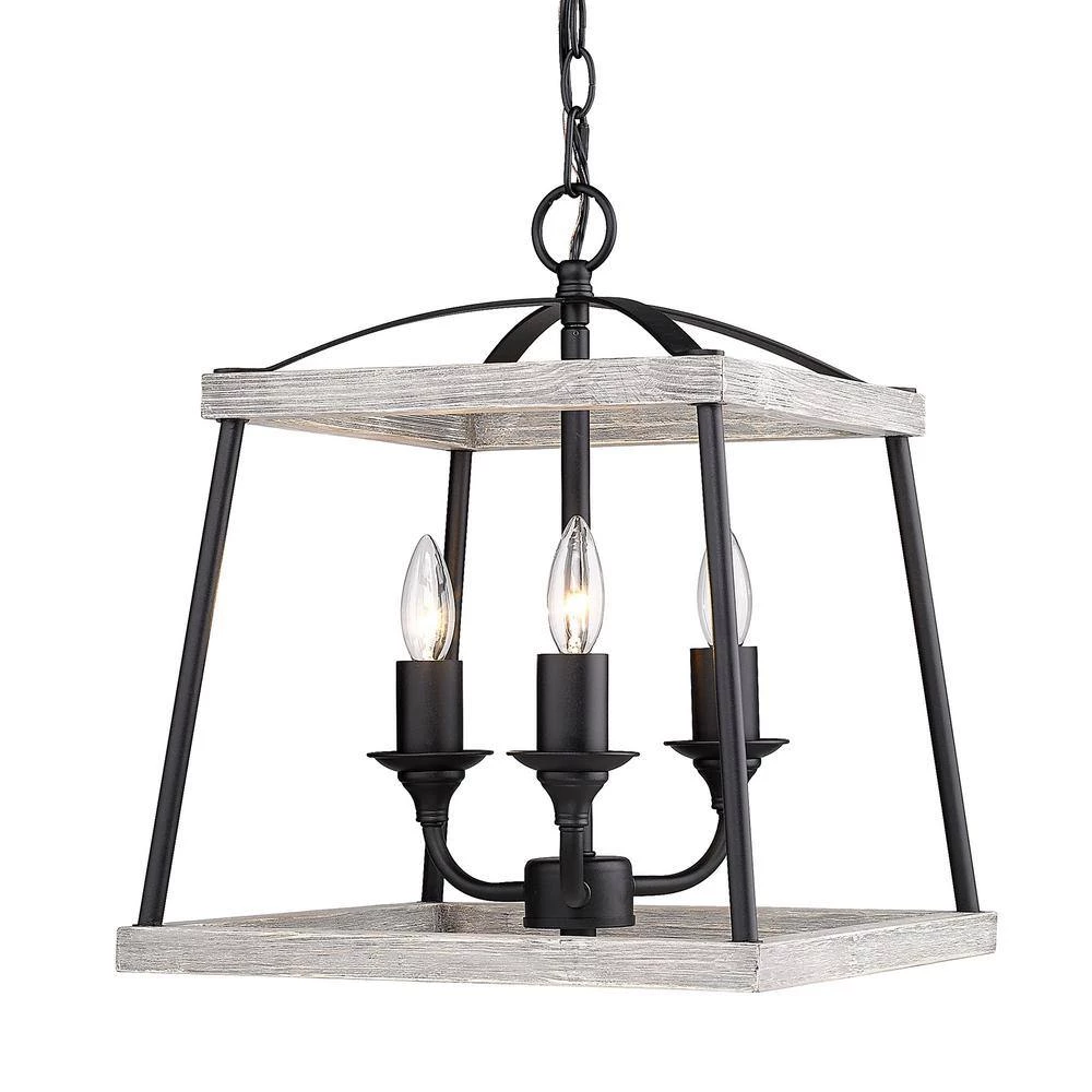 Teagan 3-Light Natural Black Lantern Pendant by Golden Lighting 5 Teagan 3-Light Natural Black Lantern Pendant by Golden Lighting - Image 3