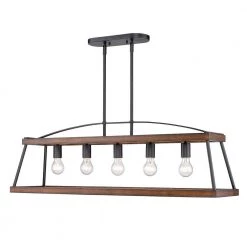 Teagan 5-Light Natural Black Linear Pendant by Golden Lighting 10 Teagan 5-Light Natural Black Linear Pendant by Golden Lighting -Golden Lighting Shop natural black with rustic oak wood accents golden lighting chandeliers 3184 lp nb ro 4f 1000