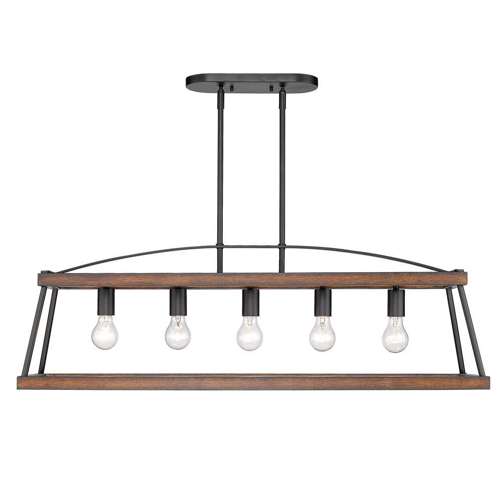 Teagan 5-Light Natural Black Linear Pendant by Golden Lighting 4 Teagan 5-Light Natural Black Linear Pendant by Golden Lighting - Image 2