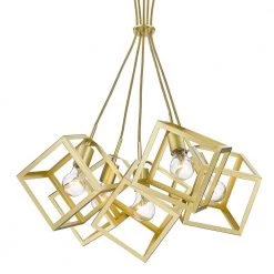 Cassio 5 Light Olympic Gold Cage Pendant Light by Golden Lighting -Golden Lighting Shop olympic gold golden lighting chandeliers 2086 5p og 1f 1000