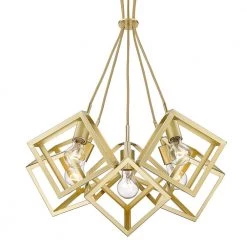 Cassio 5 Light Olympic Gold Cage Pendant Light by Golden Lighting -Golden Lighting Shop olympic gold golden lighting chandeliers 2086 5p og 4f 1000