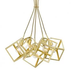 Cassio 5 Light Olympic Gold Cage Pendant Light by Golden Lighting