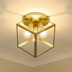 Cassio 13.13 in. 3-Light Olympic Gold Semi-Flush Mount by Golden Lighting -Golden Lighting Shop olympic gold golden lighting flush mount lights 2086 3sf og 4f 1000