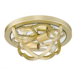Saxon 14.0 in. 2-Light Olympic Gold Flush Mount by Golden Lighting -Golden Lighting Shop olympic gold golden lighting flush mount lights 5926 fm og 1f 1000