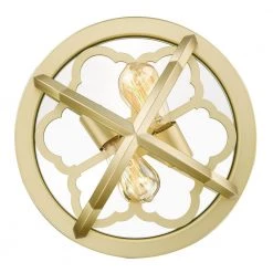 Saxon 14.0 in. 2-Light Olympic Gold Flush Mount by Golden Lighting -Golden Lighting Shop olympic gold golden lighting flush mount lights 5926 fm og 4f 1000