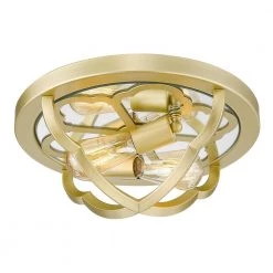 Saxon 14.0 in. 2-Light Olympic Gold Flush Mount by Golden Lighting