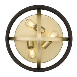 Colson 15 in. 3-Light Olympic Gold Flush Mount by Golden Lighting -Golden Lighting Shop olympic gold with black shade golden lighting flush mount lights 3167 fm15 og blk 4f 1000