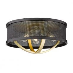 Colson 15 in. 3-Light Olympic Gold Flush Mount by Golden Lighting