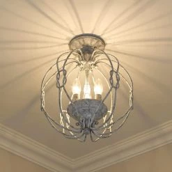 Antoinette 12.63 in. 3-Light Oyster Semi-Flush Mount by Golden Lighting -Golden Lighting Shop oyster golden lighting flush mount lights 1349 sf oy 4f 1000