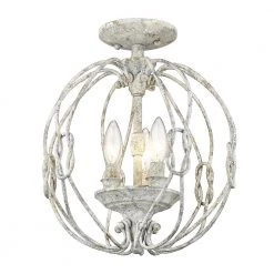 Antoinette 12.63 in. 3-Light Oyster Semi-Flush Mount by Golden Lighting