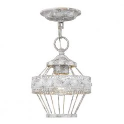 Ferris 7.5 in. 1-Light Oyster Semi-Flush Mount/Convertible Pendant by Golden Lighting