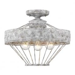 Ferris Collection 3-Light Oyster Semi-Flush Mount Light by Golden Lighting