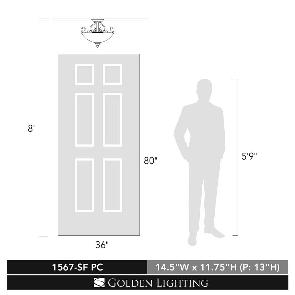 Riverton Collection 3-Light Peppercorn Semi-Flush Mount Light by Golden Lighting 4 Riverton Collection 3-Light Peppercorn Semi-Flush Mount Light by Golden Lighting - Image 2