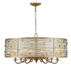Joia 8-Light Peruvian Gold Chandelier Light with Sheer Filigree Mist Shade by Golden Lighting