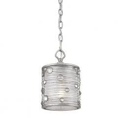 Joia Collection 1-Light Peruvian Silver Mini Pendant by Golden Lighting