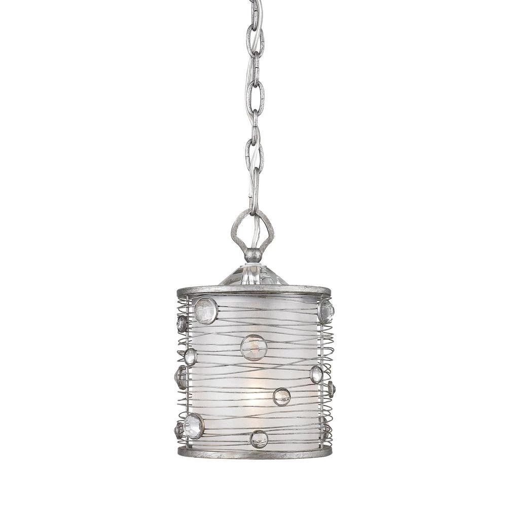 Joia Collection 1-Light Peruvian Silver Mini Pendant by Golden Lighting 4 Joia Collection 1-Light Peruvian Silver Mini Pendant by Golden Lighting - Image 2