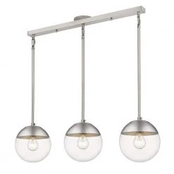 Dixon Linear Pendant in Pewter with Clear Glass and Pewter Cap by Golden Lighting