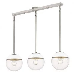 Dixon 3-Light Pewter Globe Pendant with Glass Shade by Golden Lighting